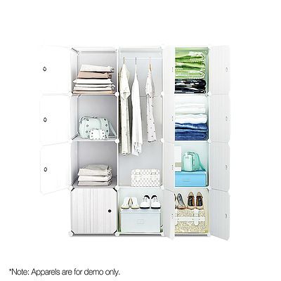 12 Stackable Cube Storage Cabinet - White - Free Shipping