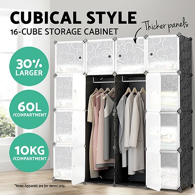 16 Cube Portable Storage Cabinet Wardrobe - Black & White - Brand New - Free Shipping