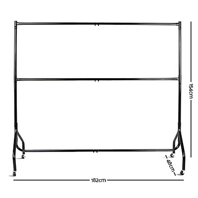 6FT Double Metal Garment Display Rail - Black - Brand New - Free Shipping