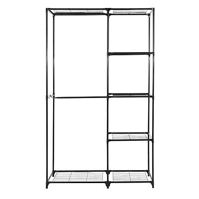 Portable Closet Organizer Storage Clothes Hanger Rail Garment Shelf Rack Black - Brand New - Free Shipping