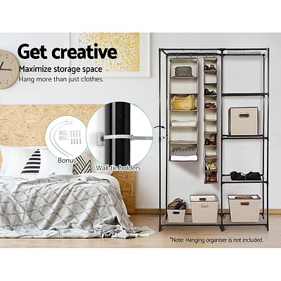 Portable Closet Organizer Storage Clothes Hanger Rail Garment Shelf Rack Black - Brand New - Free Shipping