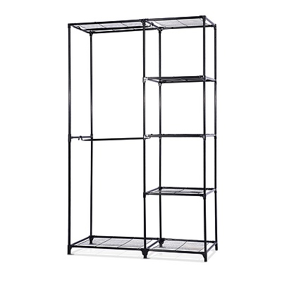 Portable Closet Organizer Storage Clothes Hanger Rail Garment Shelf Rack Black - Brand New - Free Shipping