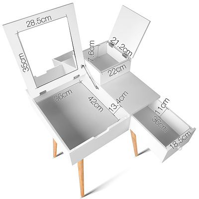 Dressing Table with Foldaway Mirror- White - RRP: $431.14 - Free Shipping