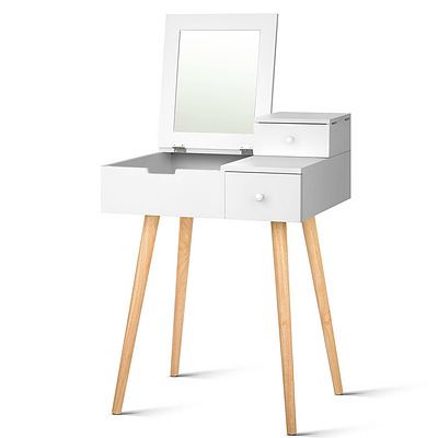Dressing Table with Foldaway Mirror- White - RRP: $431.14 - Free Shipping