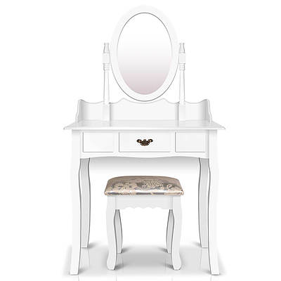 Single Drawer Dressing Table with Mirror White - RRP: $431.14 - Free Shipping