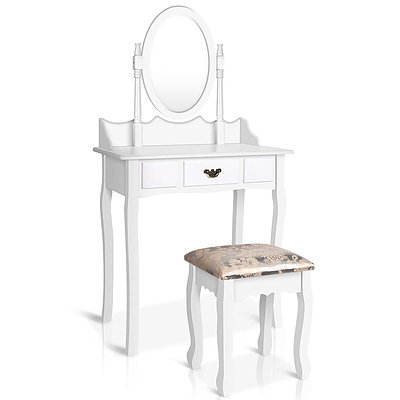 Single Drawer Dressing Table with Mirror White - RRP: $431.14 - Free Shipping