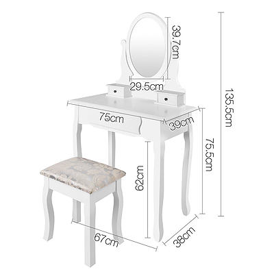 3 Drawer Dressing Table with Mirror White - Brand New - Free Shipping