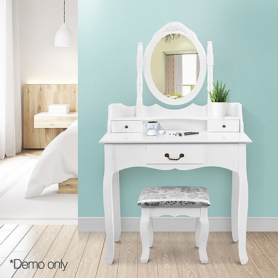 3 Drawer Dressing Table with Mirror White - Brand New - Free Shipping