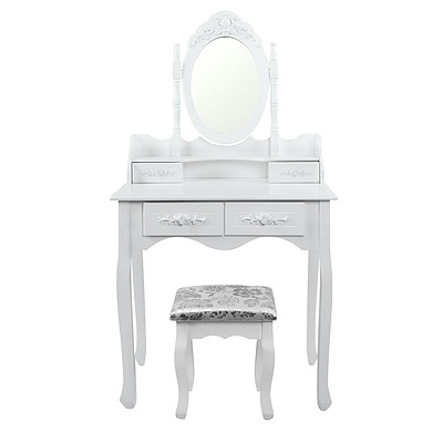 4 Drawer Dressing Table w/ Mirror White - RRP: $572.17 - Free Shipping