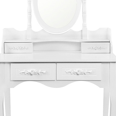 4 Drawer Dressing Table w/ Mirror White - RRP: $572.17 - Free Shipping