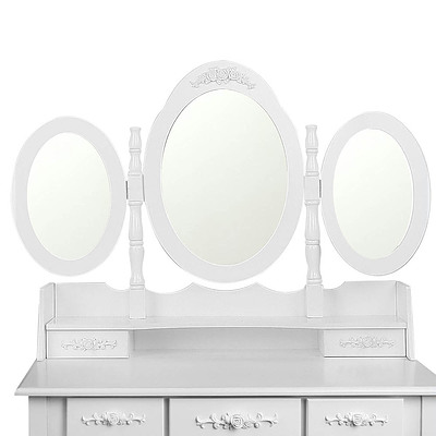 7 Drawer Dressing Table w/ Mirror White - RRP: $693.04 - Free Shipping