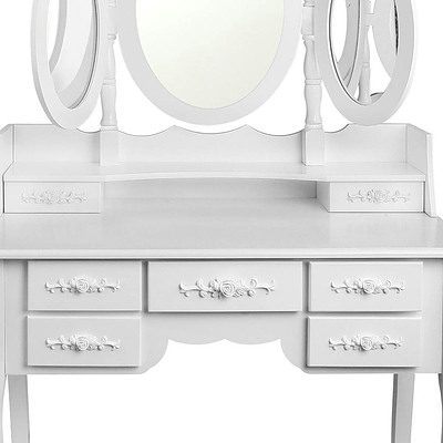 7 Drawer Dressing Table w/ Mirror White - RRP: $693.04 - Free Shipping