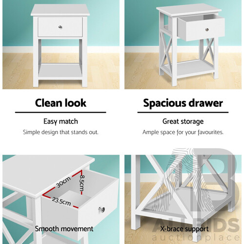 Timber Bedside Side Table - RRP: $233.7 - Free Shipping