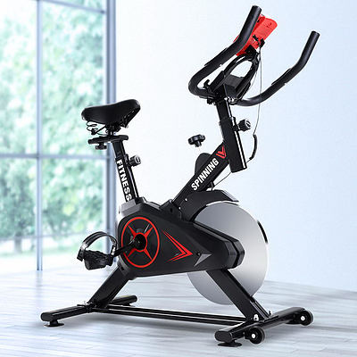 Spin Exercise Bike Flywheel Fitness Commercial Home Workout Gym Phone Holder Black - Brand New - Free Shipping