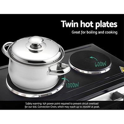 Electric Convection Oven Benchtop Rotisserie Grill 60L Hotplate Black - Brand New - Free Shipping