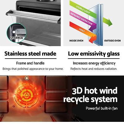 Electric Convection Oven Benchtop Rotisserie Grill 60L Hotplate Black - Brand New - Free Shipping