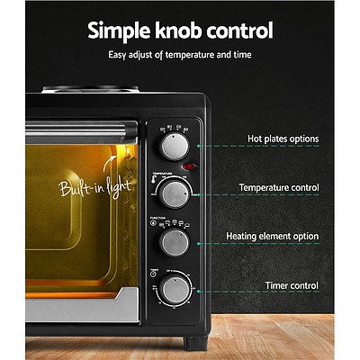 Electric Convection Oven Benchtop Rotisserie Grill 60L Hotplate Black - Brand New - Free Shipping