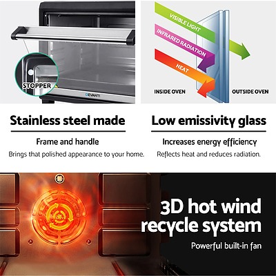 Electric Convection Oven Benchtop Rotisserie Grill 45L Black - Brand New - Free Shipping