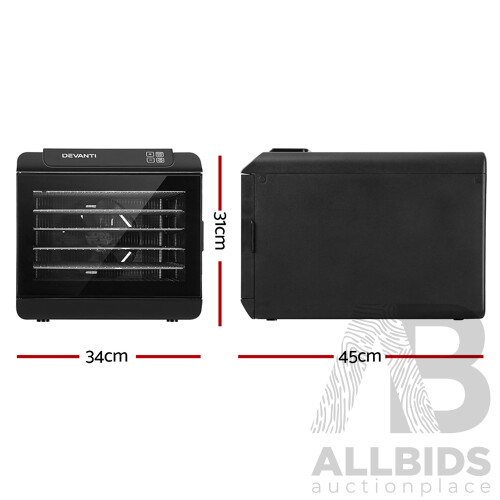 6 Tray Food Dehydrators Commercial Beef Jerky Maker Fruit Dryer Black - Brand New - Free Shipping