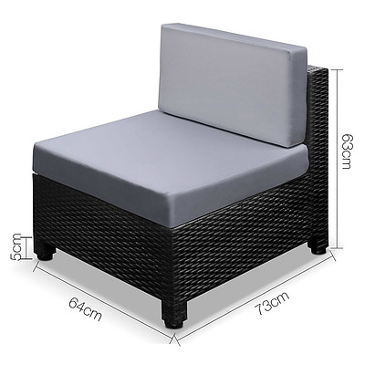 5 pcs Black Wicker Rattan 4 Seater Outdoor Lounge Set Grey - Brand New - Free Shipping