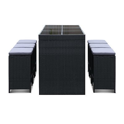 7 Piece Outdoor Bar Table and Stools Set 4 Chairs - Black - Free Shipping