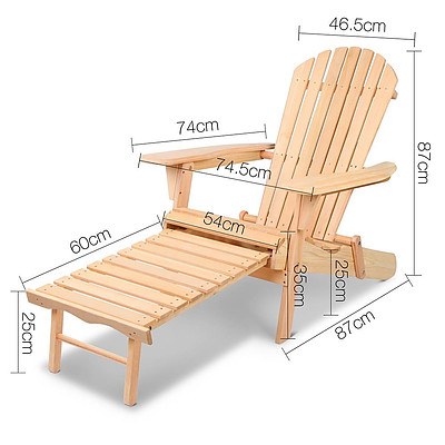3 Piece Outdoor Wooden Lounge Chair and Table Set - Free Shipping