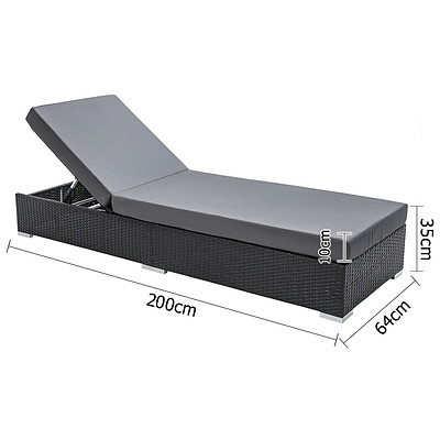 3 pcs Black Wicker Rattan 2 Seater Outdoor Lounge Set Grey - Brand New - Free Shipping