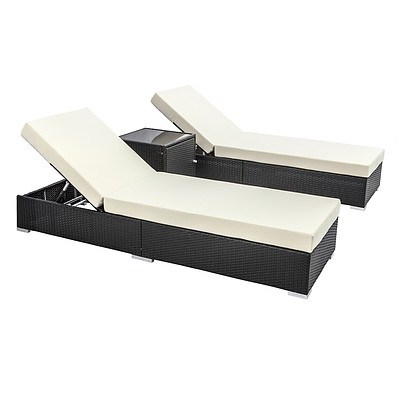 3 pcs Black Wicker Rattan 2 Seater Outdoor Lounge Set Grey - Brand New - Free Shipping