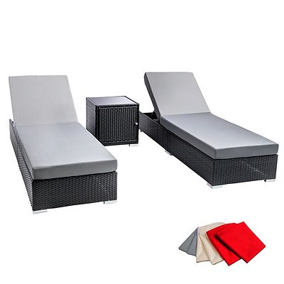3 pcs Black Wicker Rattan 2 Seater Outdoor Lounge Set Grey - Brand New - Free Shipping