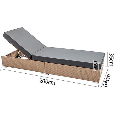 3 Piece Wicker Outdoor Furniture Sun Lounge Set - Brown - Free Shipping