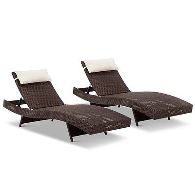 2 Piece Outfoor Wicker Sun Lounge Day Bed - Free Shipping