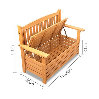 2 Seat Wooden Outdoor Storage Bench Box - Free Shipping