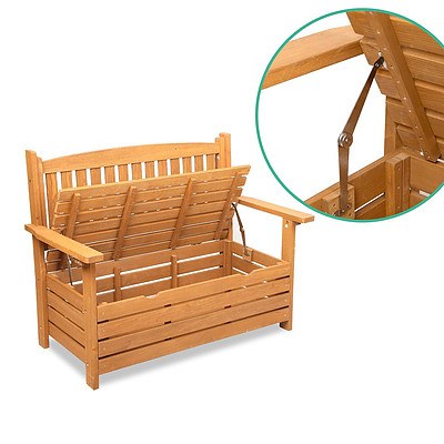 2 Seat Wooden Outdoor Storage Bench Box - Free Shipping