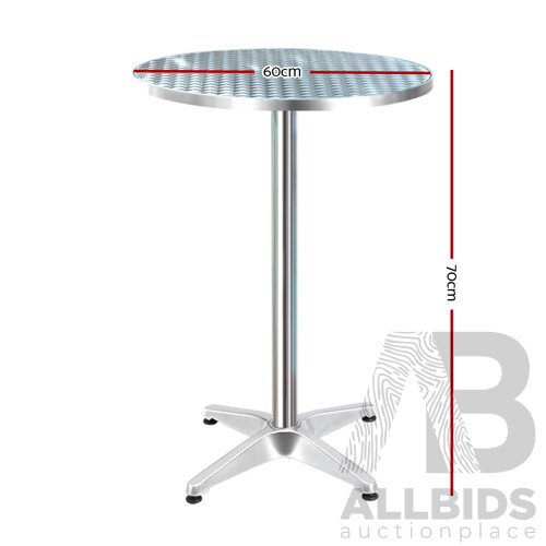Aluminium Adjustable Round Bar Table - Silver