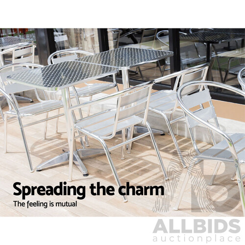 Aluminium Adjustable Round Bar Table - Silver