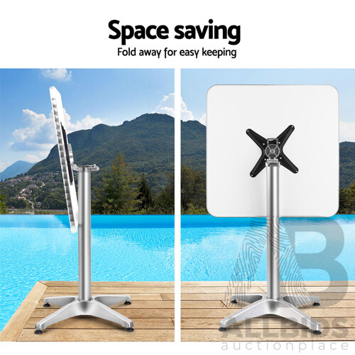 Aluminium Adjustable Round Bar Table - Silver