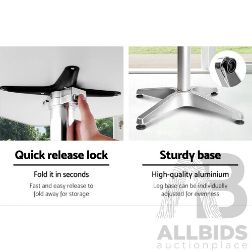 Aluminium Adjustable Round Bar Table - Silver