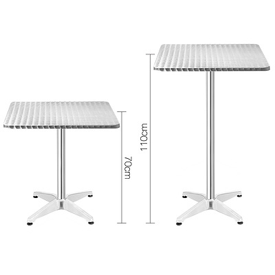 Aluminium Adjustable Round Bar Table - Silver