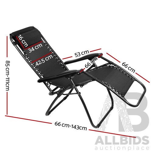 Outdoor Portable Zero Gravity Reclining Chair - Black - Free Shipping