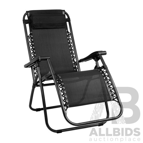 Outdoor Portable Zero Gravity Reclining Chair - Black - Free Shipping