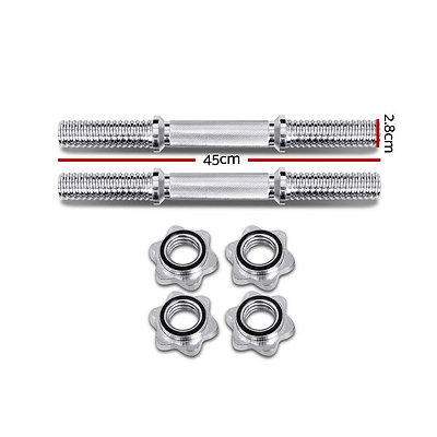 Everfit 45cm Solid Steel Dumbbell Bar Pair Gym Home Exercise Fitness 150KG Cap - Brand New - Free Shipping