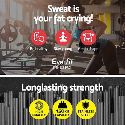 Everfit 45cm Solid Steel Dumbbell Bar Pair Gym Home Exercise Fitness 150KG Cap - Brand New - Free Shipping