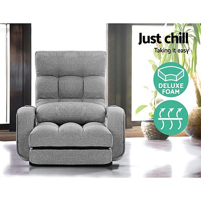 Lounge Sofa Armchair Floor Recliner Chaise Linen Light Grey - Brand New - Free Shipping