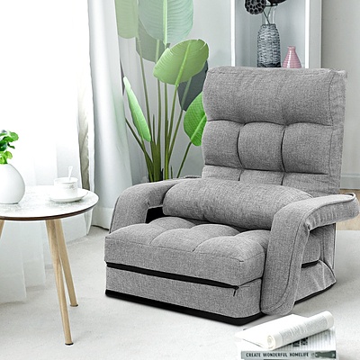 Lounge Sofa Armchair Floor Recliner Chaise Linen Light Grey - Brand New - Free Shipping