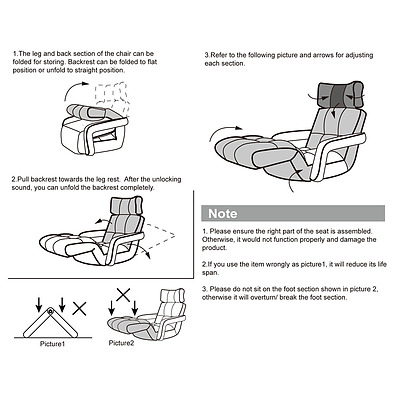 Adjustable Lounger with Arms - Charcoal - Free Shipping