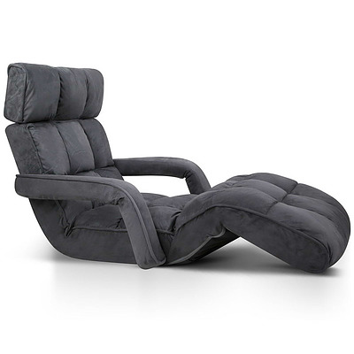 Adjustable Lounger with Arms - Charcoal - Free Shipping