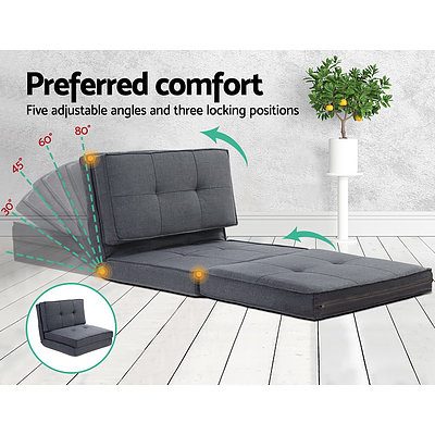 Lounge Sofa Bed Floor Couch Recliner Chaise Chair Futon Folding Grey - Brand New - Free Shipping