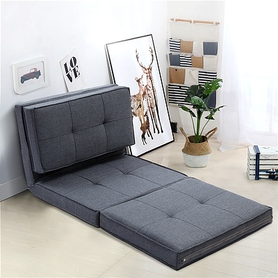 Lounge Sofa Bed Floor Couch Recliner Chaise Chair Futon Folding Grey - Brand New - Free Shipping