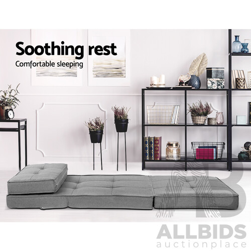 Lounge Sofa Floor Couch Chaise Chair Recliner Futon Linen Folding Grey - Brand New - Free Shipping