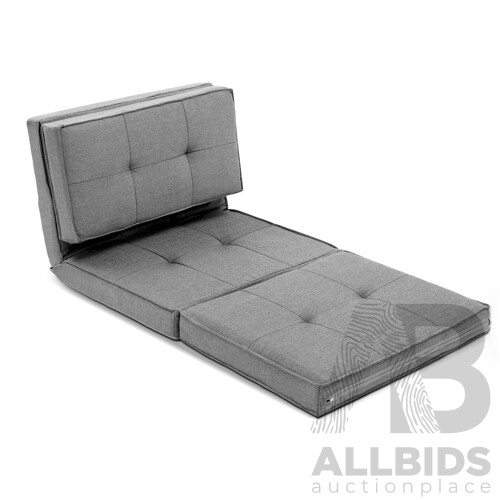 Lounge Sofa Floor Couch Chaise Chair Recliner Futon Linen Folding Grey - Brand New - Free Shipping